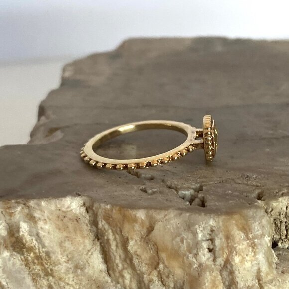 Gold Vermeil Sterling Silver 925 Square Yellow Cubic Zirconia Solitaire Ring 5 - Picture 14 of 16